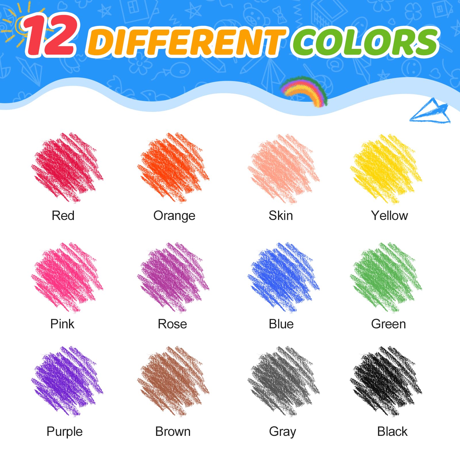 FUMILE Bulk Crayons - Confezione di pastelli per bambini, atossici, facili da impugnare, 600 ct