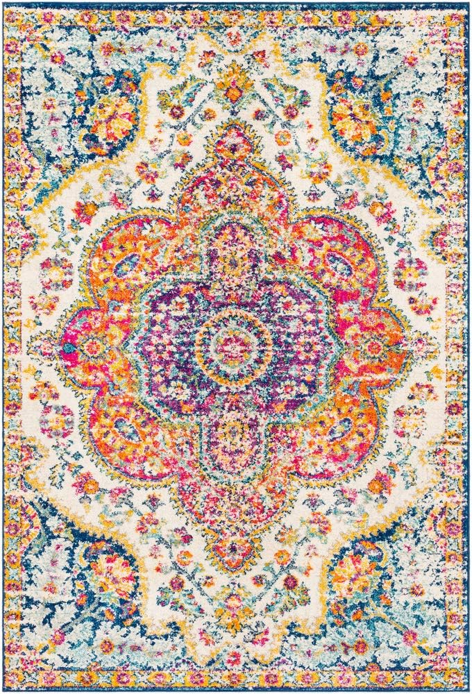 Orange Traditional Stain Resistant Living Room Area Rug
