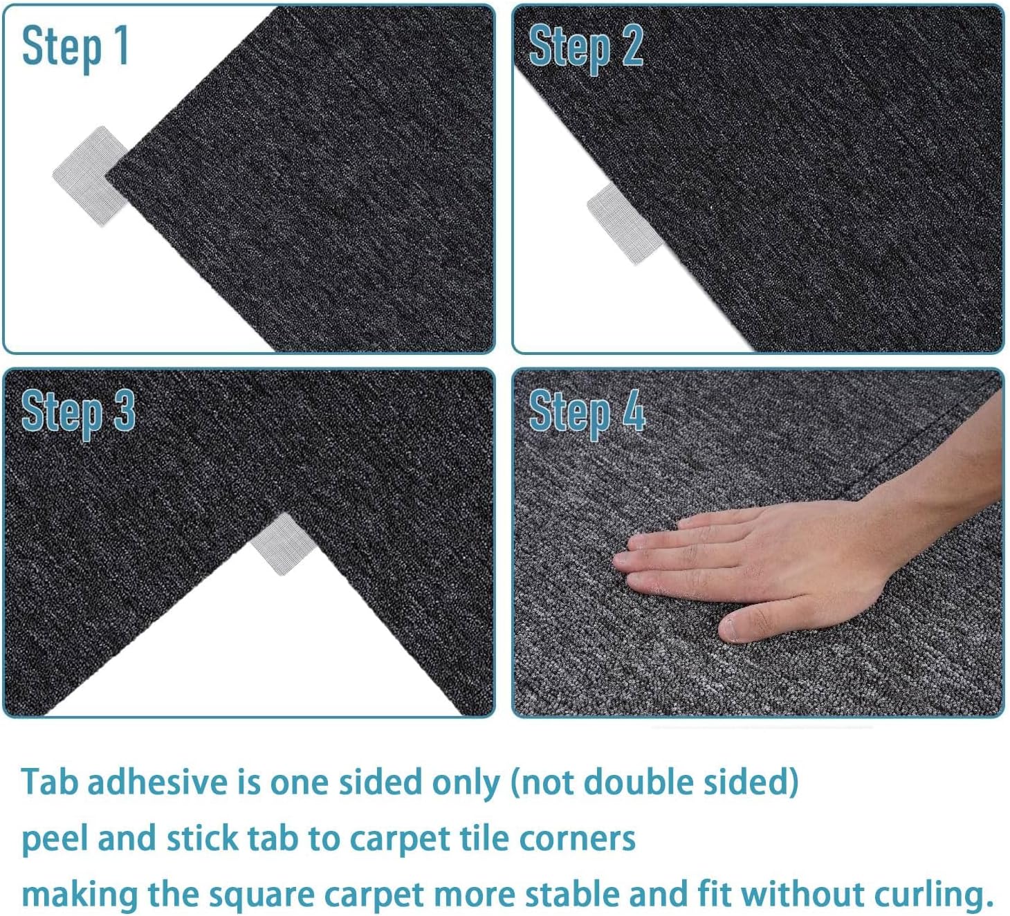 4" x 4"Carpet Tile Adhesive Connectors Carpet Square Adhesives That Creates a Floating Floor 120 tabs per Pack