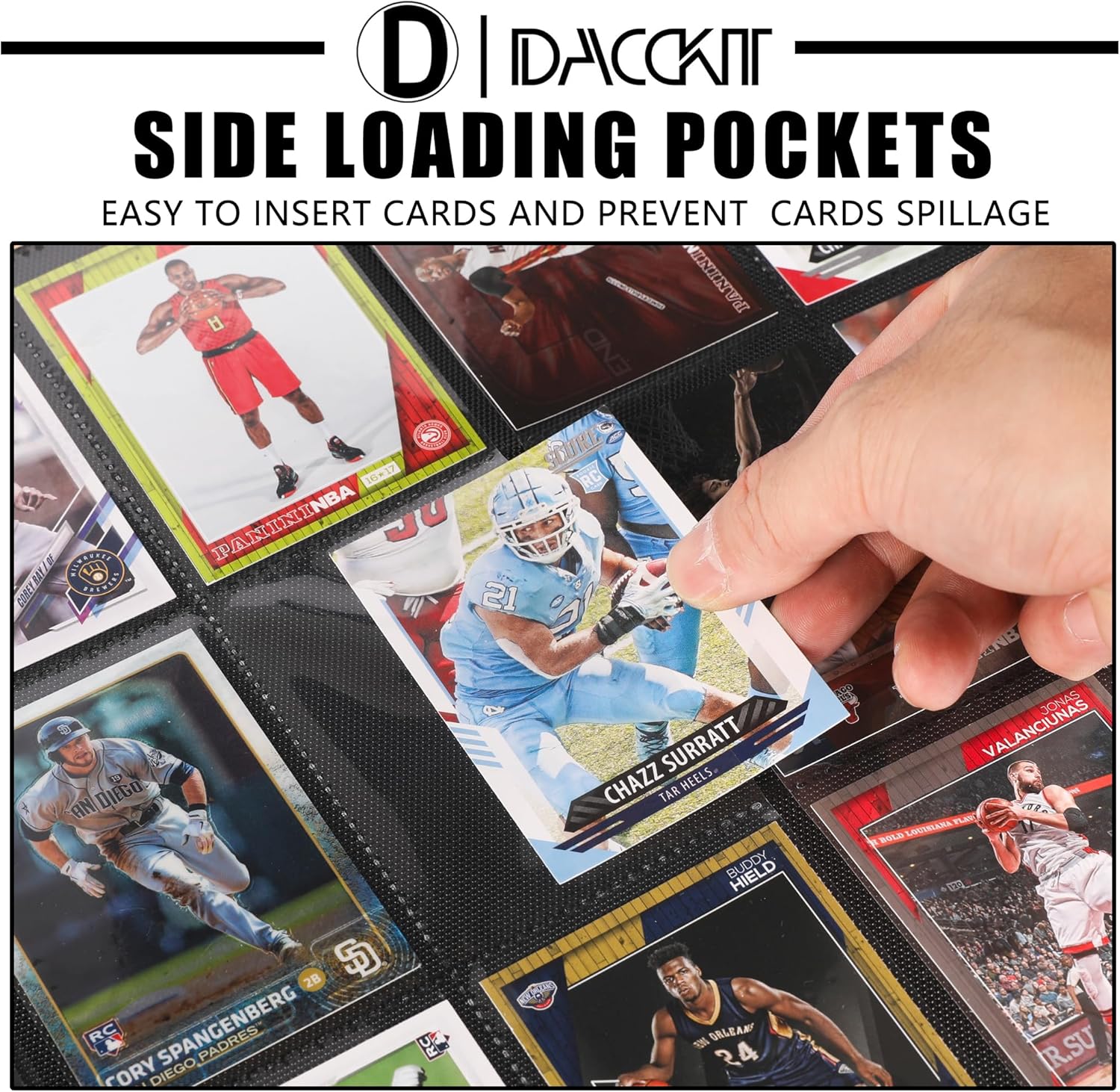D DACCKIT 3600 Pockets Card Binder，Premium Large 36-Pocke Ringless Trading Card Album - Side Loading UltraSonic-363600 Tech Zip Binder for TCG（Classic Black）