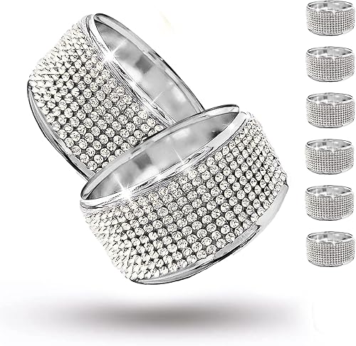 Miniatura 7 de Juego de 12 servilleteros de diamantes de imitación dorados, decoración de mesa para banquete de boda, despedida de soltera, cena de Navidad,