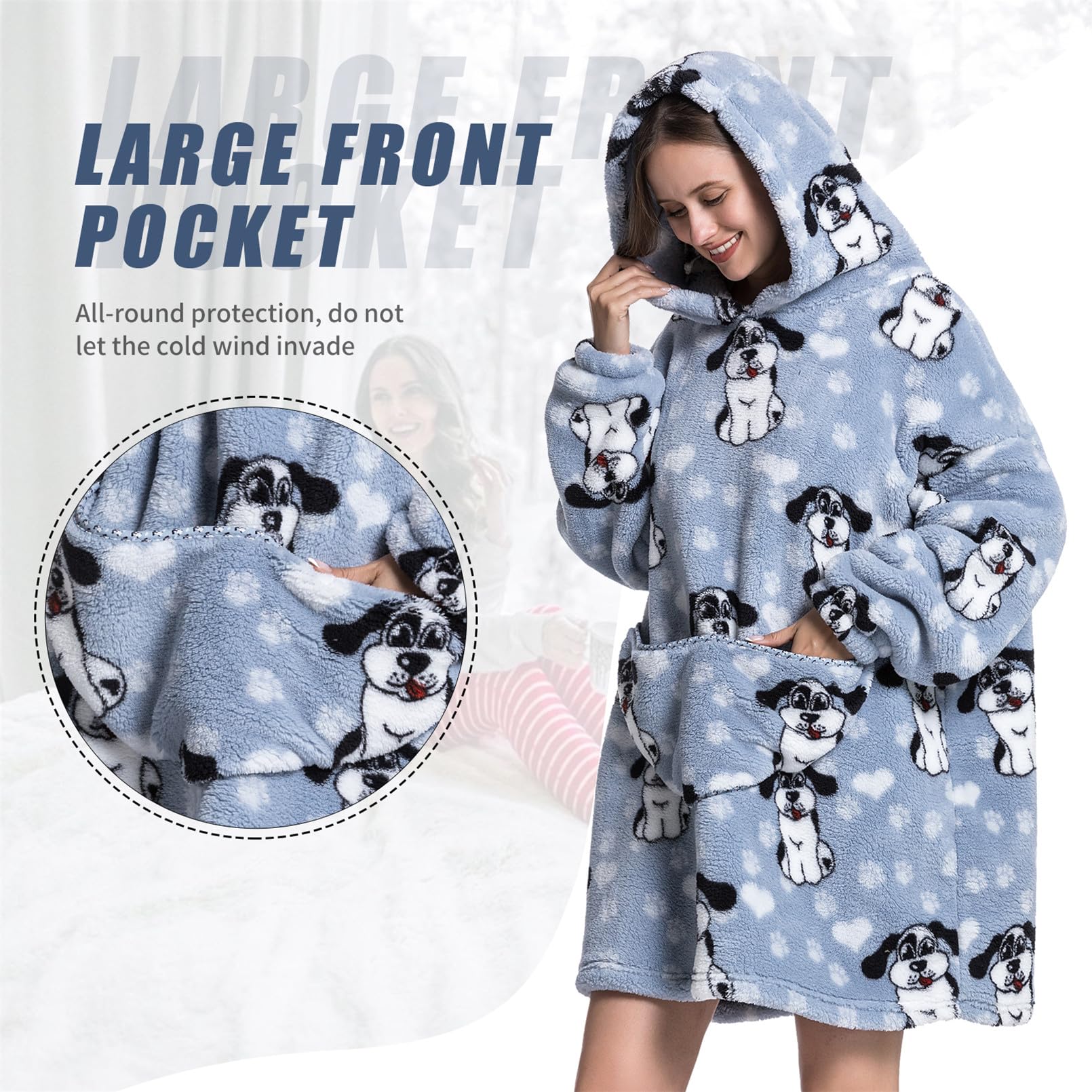 Couverture à Capuche Oversize Enfants – Sweat Sherpa Doux Réversible Avec Poche, Pour Filles Et Garçons 5-15 Ans