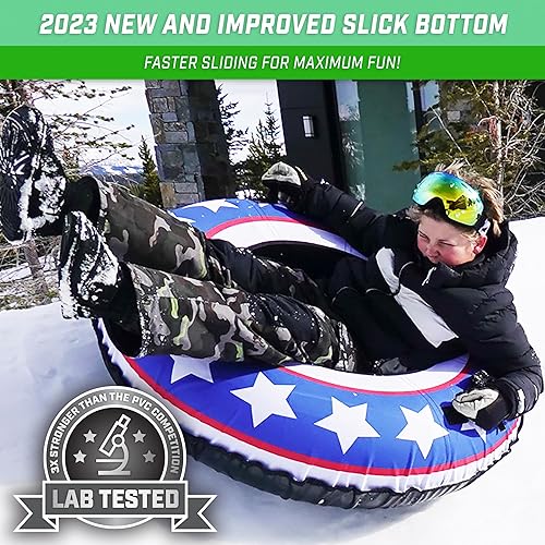 Miniatura 17 de GoSports Tubo de nieve de invierno resistente de 44 pulgadas con cubierta de lona de alta calidad, trineo de grado comercial, elige tu