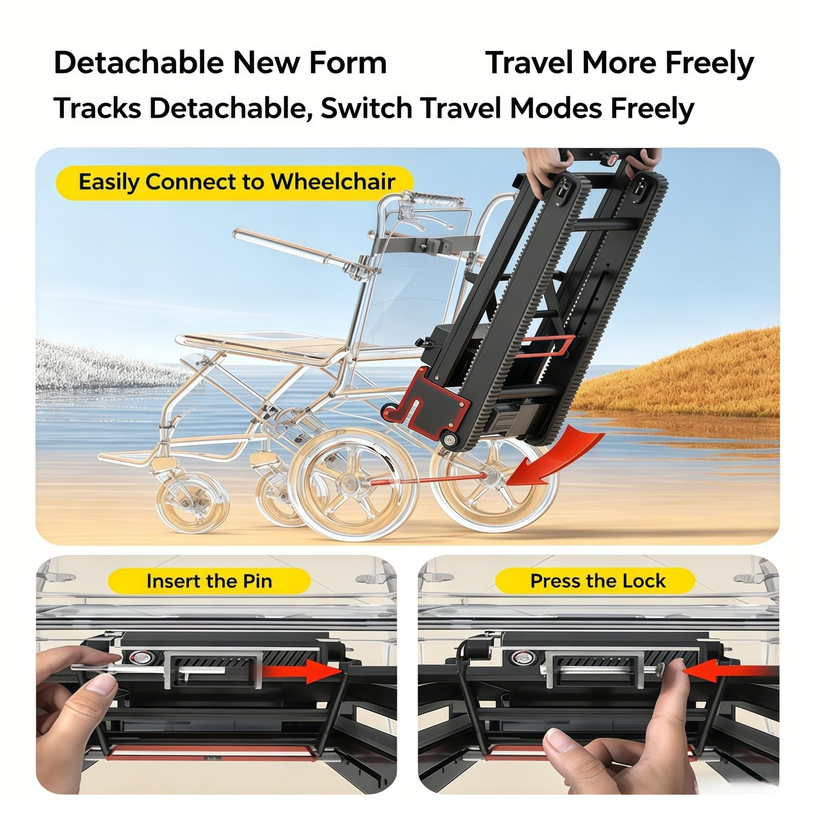 Carrello Elettrico Per Salire Le Scale,Carrello Elettrico Per Scale,Design A Due Sezioni,Ruota Posteriore Fuoristrada,Telaio In Lega Di Alluminio,Adatto A Persone Con Disabilità E Anziani