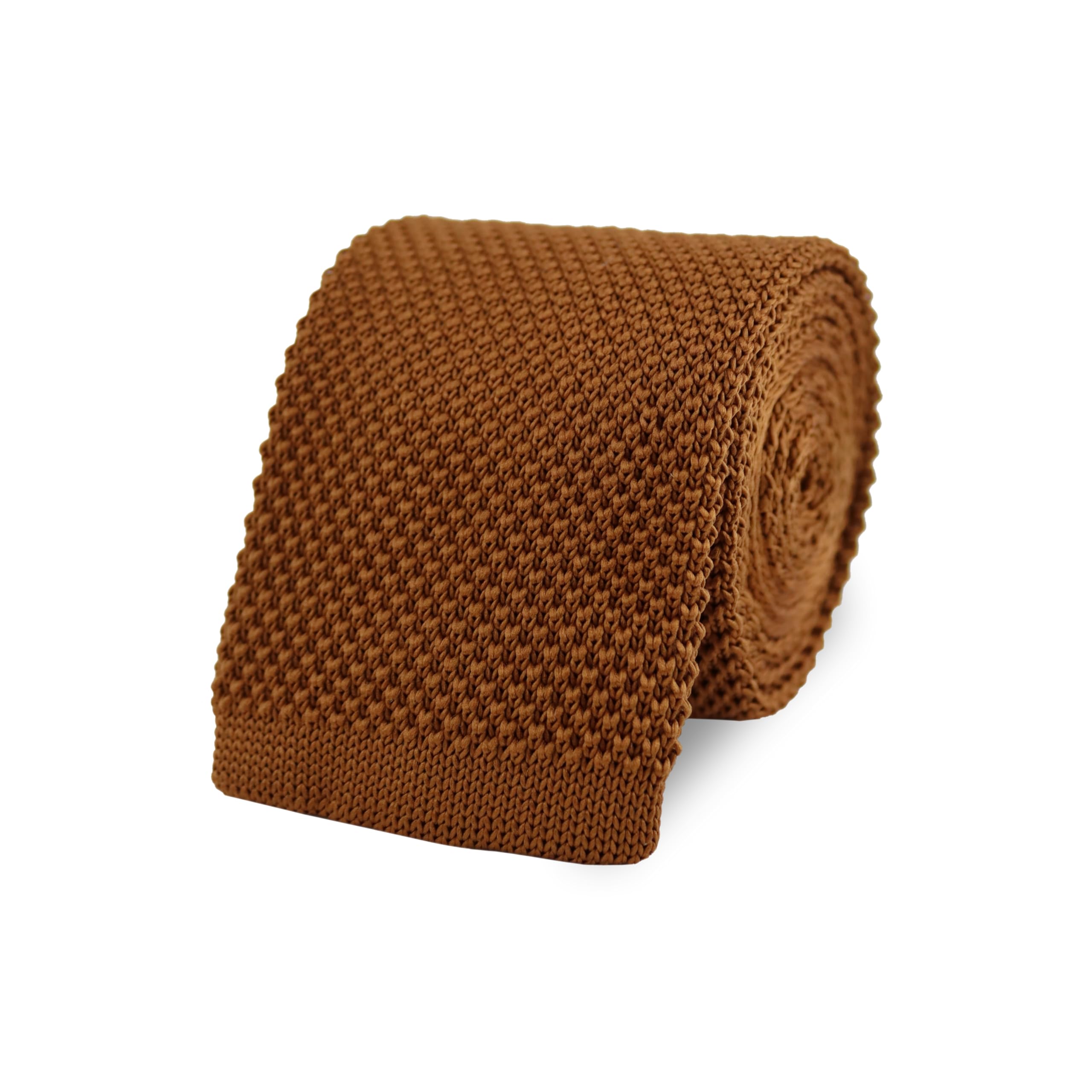 The Gents Lab Caramel Brown 100% Polyester Square End Knitted Neck Tie (Caramel Brown)