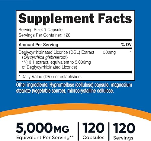 Miniatura 2 de Nutricost DGL Cápsulas de extracto de regaliz deglicirricinado (5,000 mg equivalentes por porción, 120 porciones) - Sin OMG, veganas