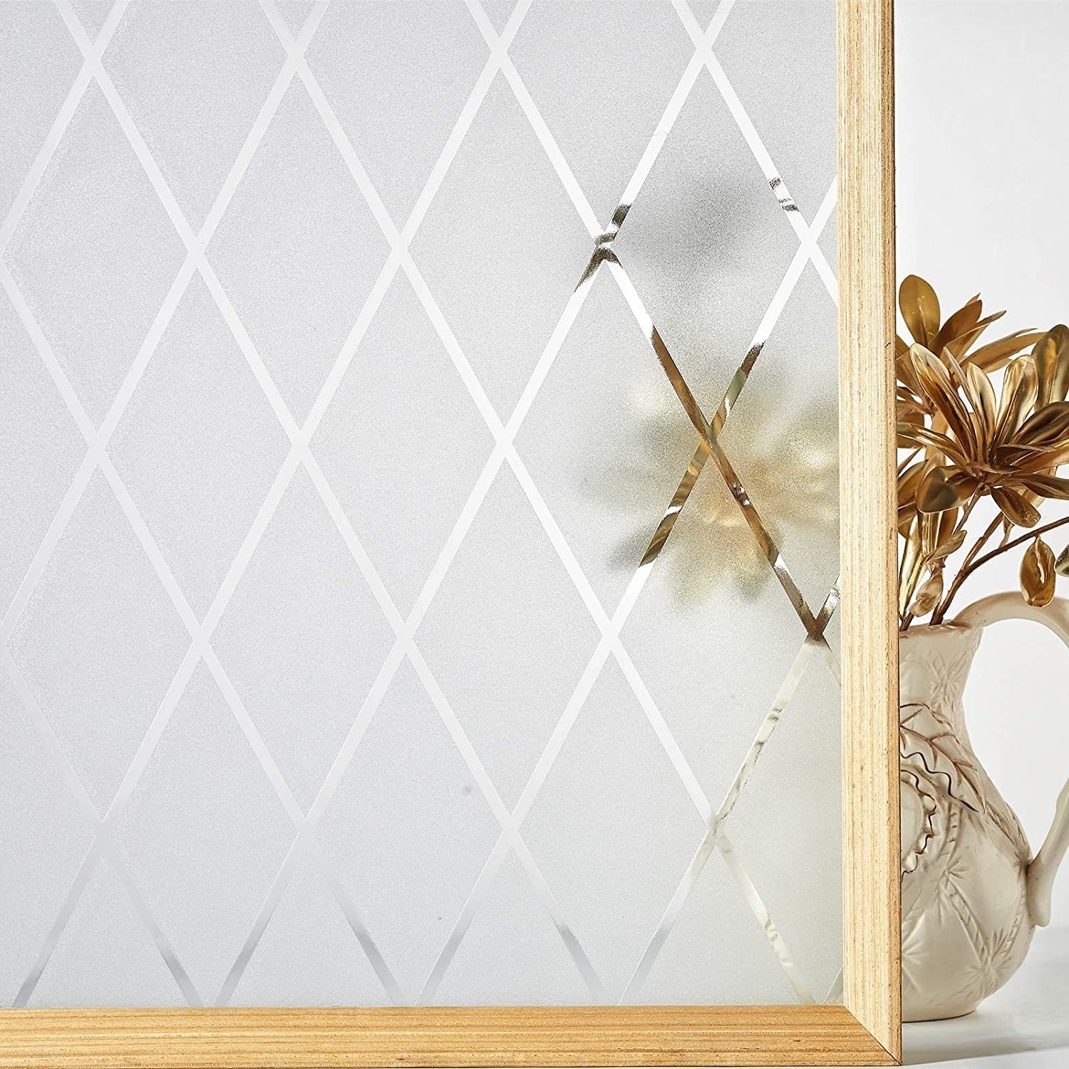Stained Glass Window Film Stained Decorative Window Film Frosted Window Sticke Non Adhesive Static Cling Vinyl Glass Film Blocking Removable(J,45x200 cm)