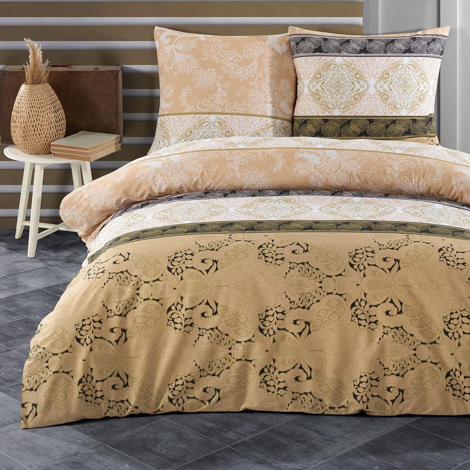 Buymax Ropa de cama edredón de cama – Juego 2 – 3 piezas de cama (con cremallera de algodón 100% Oeko-Tex ®, 100 % algodón, 9, 200 x 220 cm