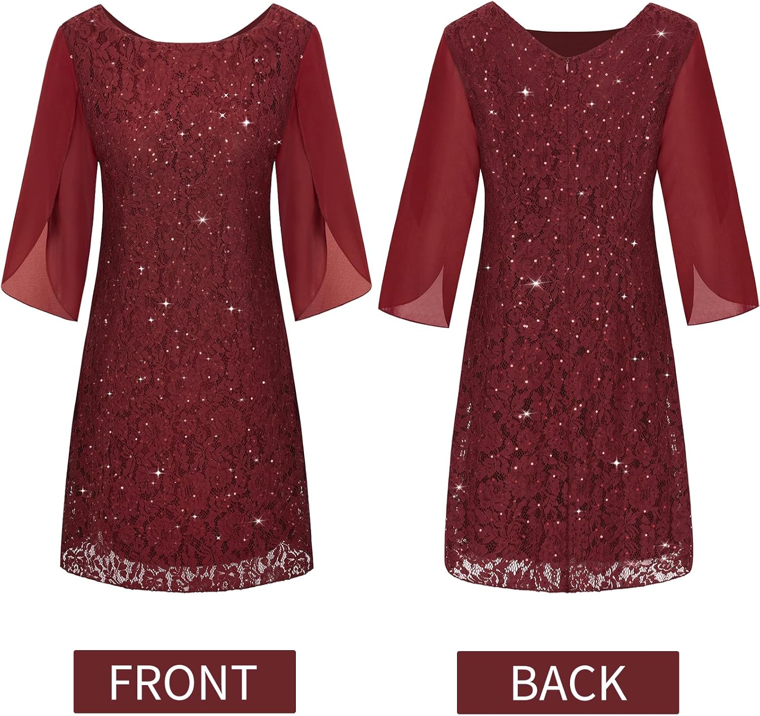 Wedding Guest Cocktail & Formal Dresses for Women - Lace Sequin Prom Evening Dress - Image 3