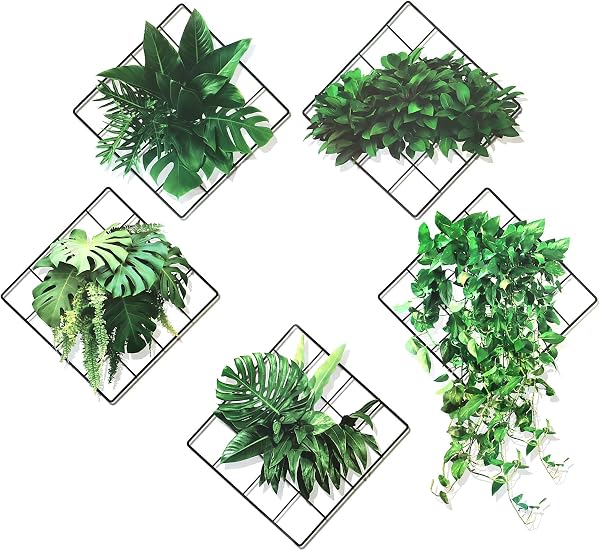 VMUTGA 3D Plantes Stickers Muraux, Plante Verte Autocollant Mural, 5 Designs de Plantes Suspendues Sticker Mural, Décoration Murale pour Salon Chambre Cuisine - 1
