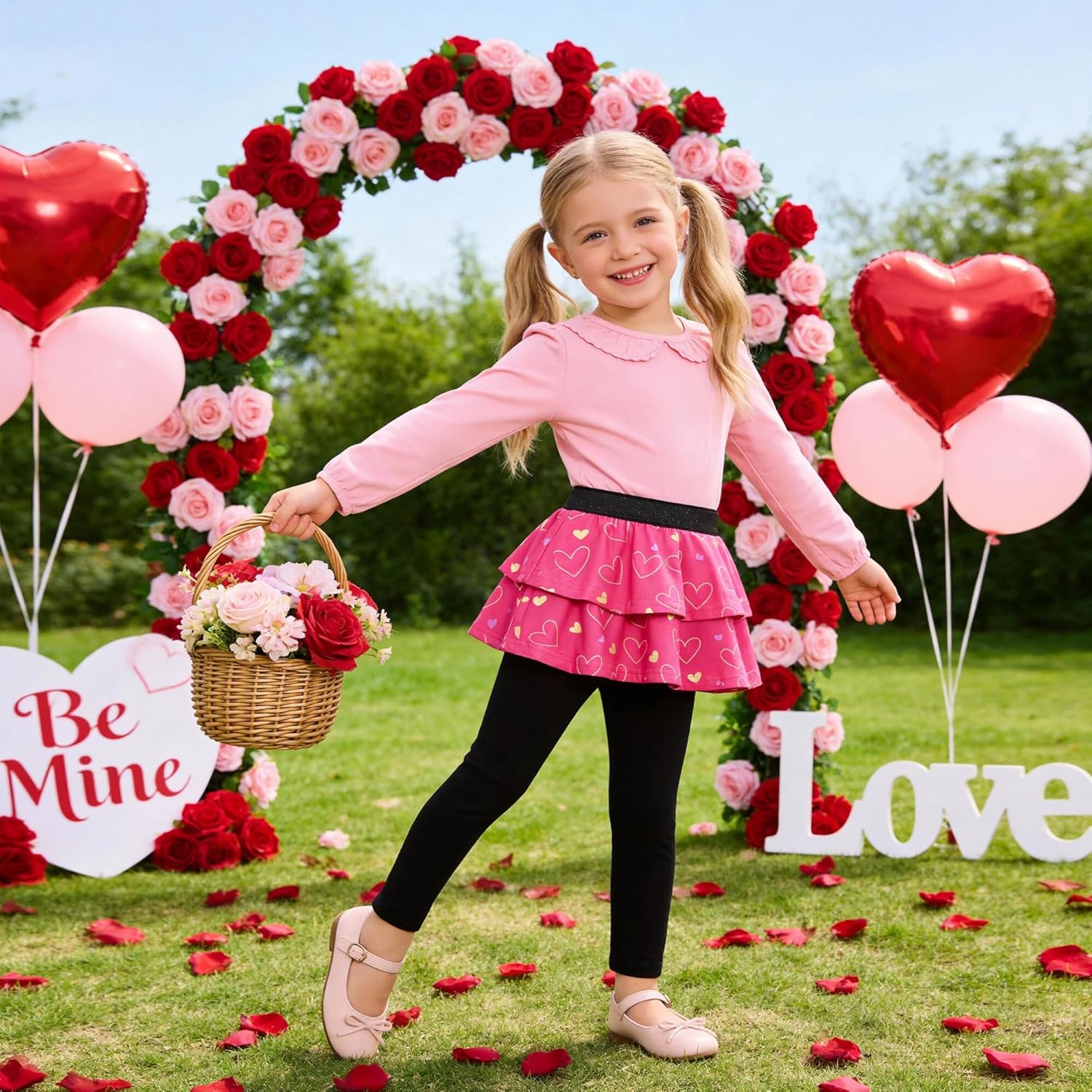 DXTON Kid Girls Leggings with Skirt Toddler Girl Printed Tutu Skirt Pant Birthday Party 3-12 Years - Image 2