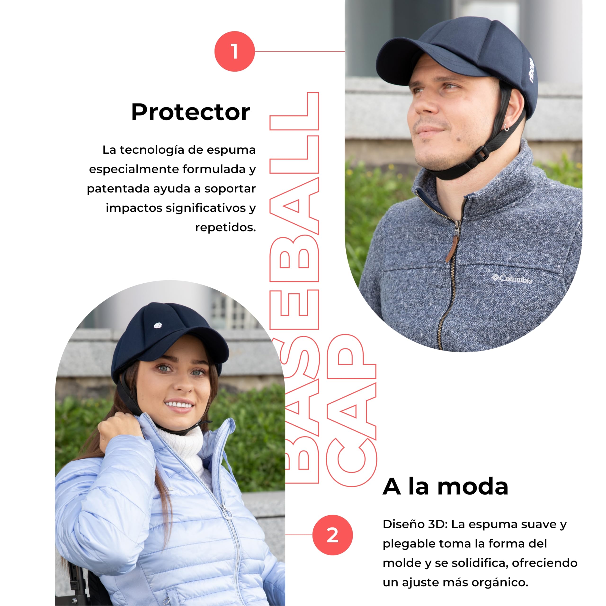 Ribcap Gorra de béisbol Azul Marino | Casco Protector Blando | Epilepsia