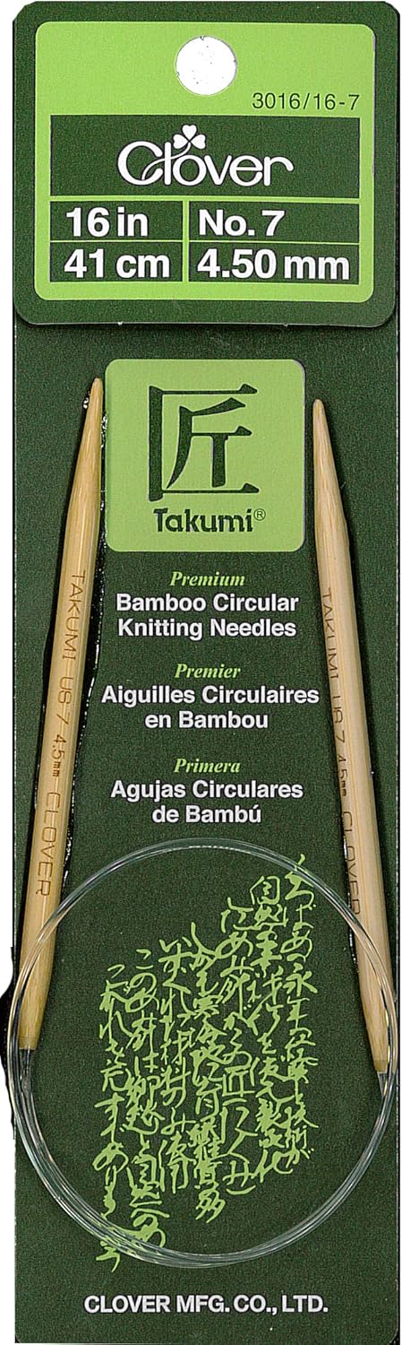Clover 3016/16-07 Takumi Bamboo Circular 16-Inch Knitting Needles, Size 7 : Arts, Crafts & Sewing