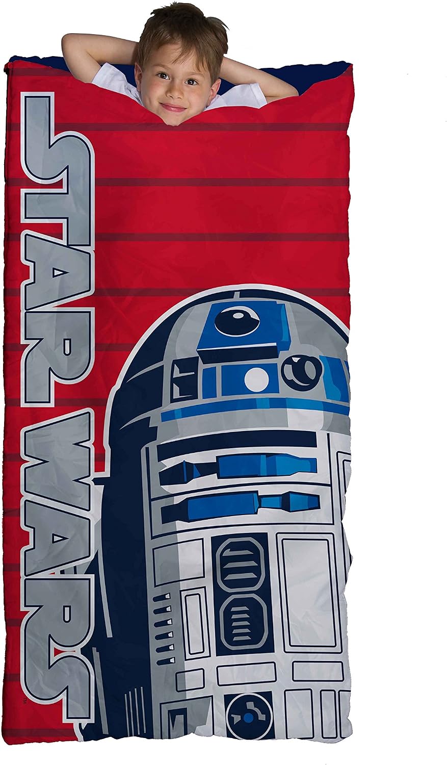 Jay Franco Star Wars R2D2 Slumber Bag, Bonus Backpack with Straps, Blue/Red