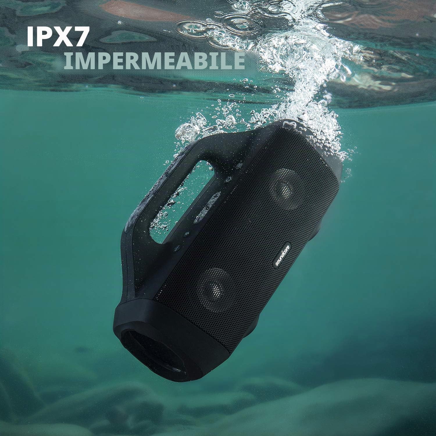 Soundcore Motion Boom Cassa Bluetooth Portatile, con driver audio in titanio, tecnologia BassUp, IPX7, 24h, ideale per esterni, giardino, spiaggia