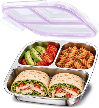 Stainless Steel Snack Container & Kids Lunch Box, 20 oz, 3 Compartments