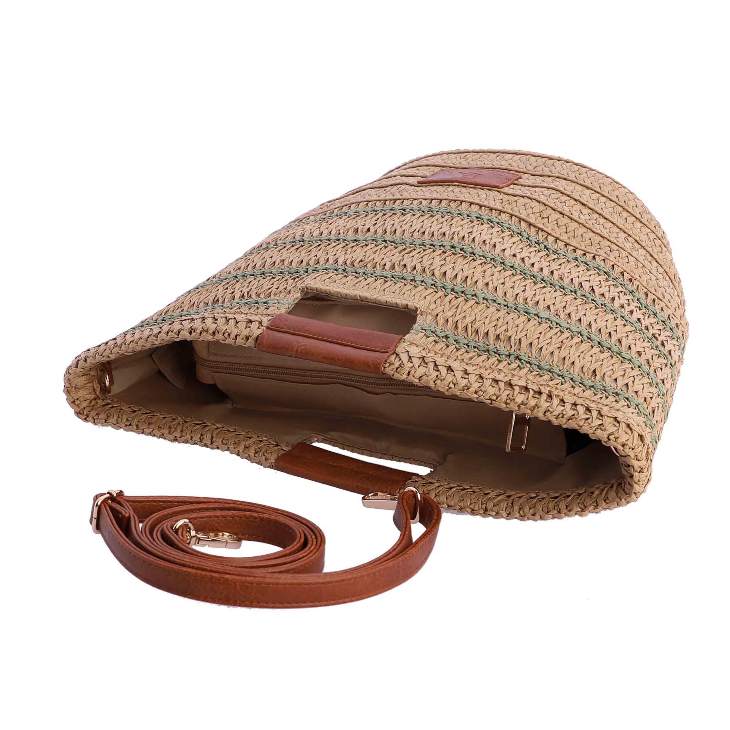 DON ALGODON - Bolso de mano de rafia para mujer - Bolso mano playa mujer - Bolsa playa para mujer Fione