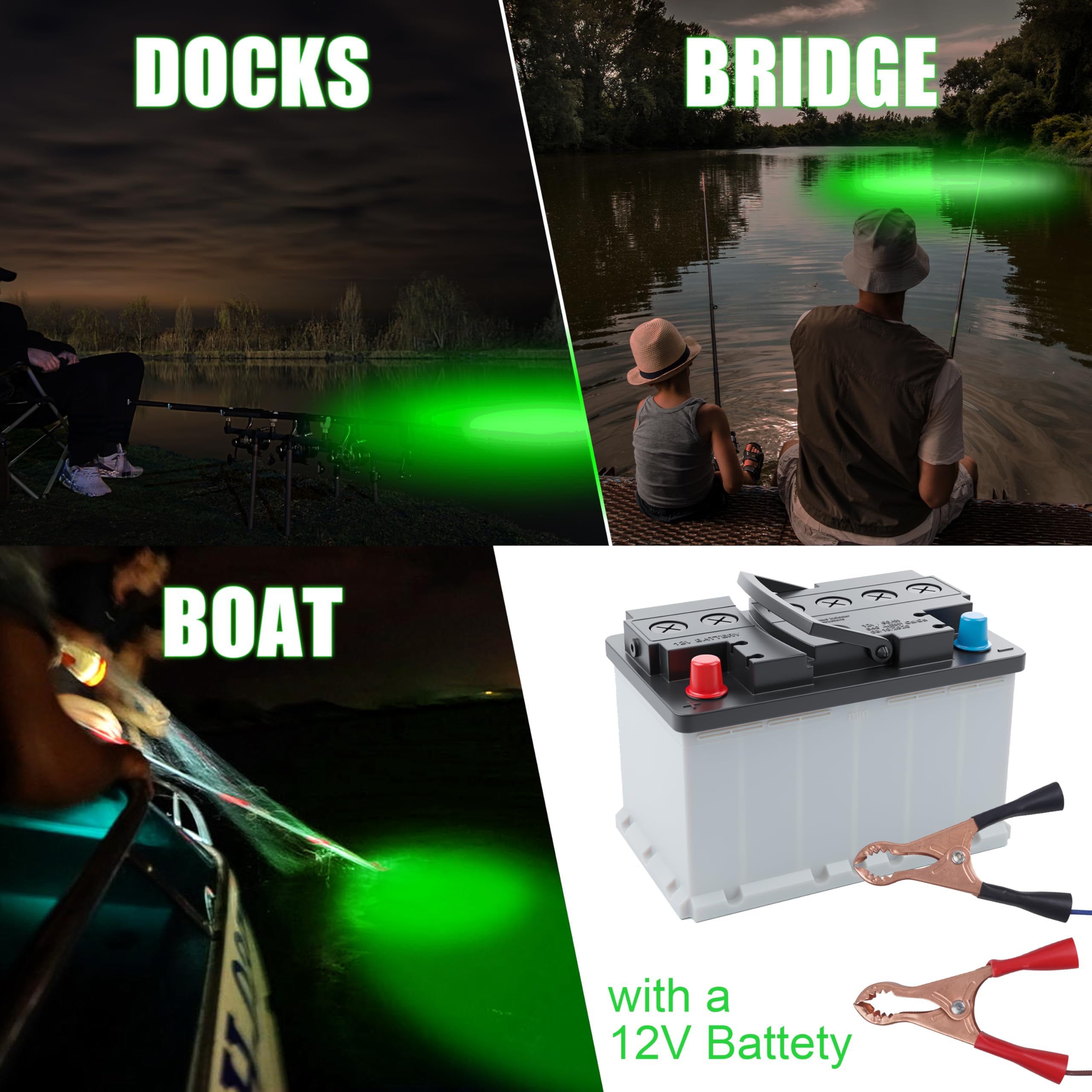 Super jasne podwodne światło wędkarskie, 20 W, 12 V, 16000 lumenów, IP68, wodoodporna, zanurzalna lampa LED, noc, dok wędkarski, łódź, głębokie światło do krewetek krewetkowych Crappie Squid Shad