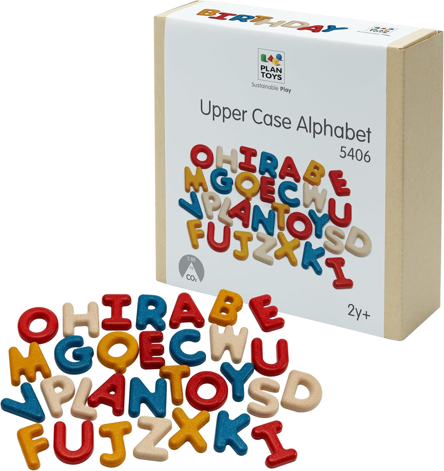 PlanToys® Wooden Upper Case Alphabet Letters | 31 Pc ABC Learning Toy for Toddlers | Montessori Wooden Alphabet Set for Spelling, Phonics & Preschool Learning | Educational Toy for Kids Ages 2+