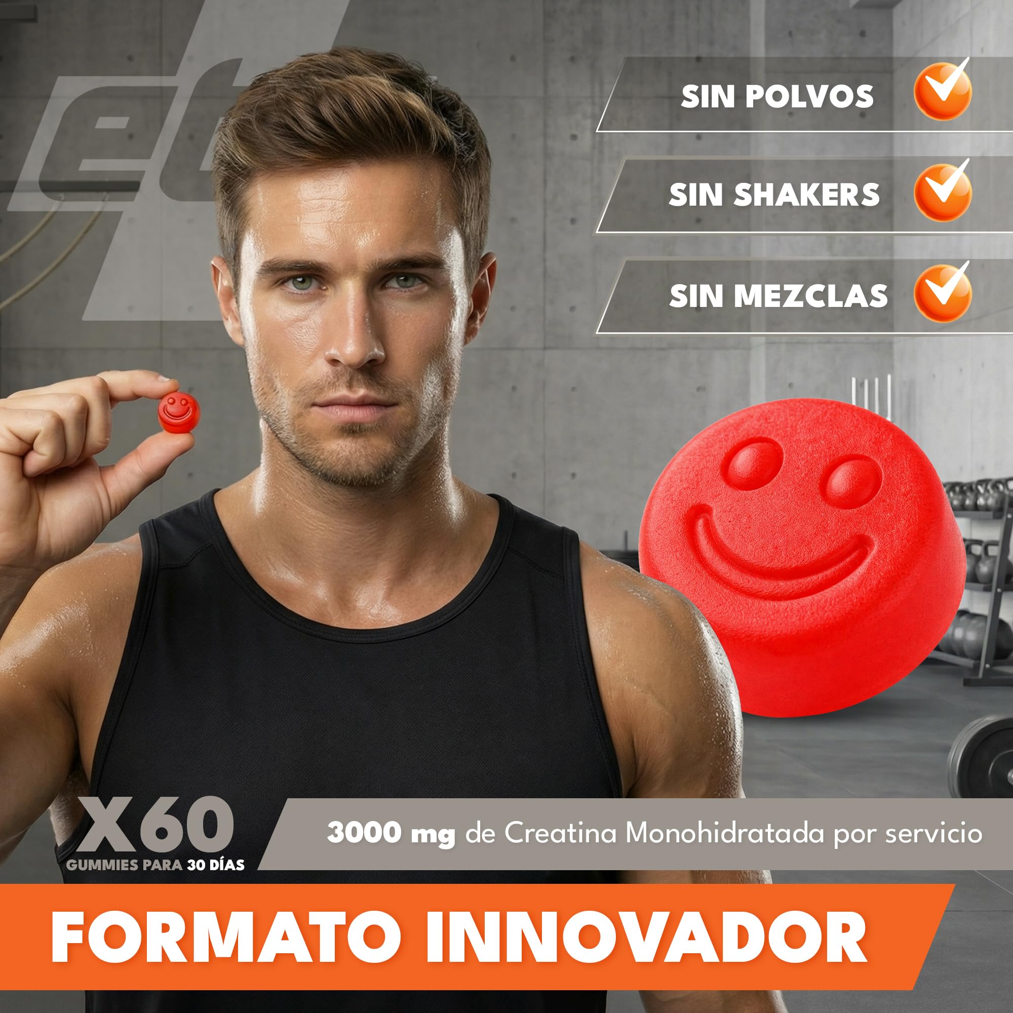 ETN+ Gominolas de Creatina Monohidratada 3000mg | 60 Gummies – 30 Servicios (para 1 mes) | Sin Azúcar, Sin Gluten | Alternativa Cómoda a la Creatina en Polvo | Ingredientes de Origen Natural | Fresa — view 5