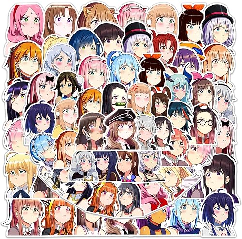 Calcomanías de anime para niña, vinilo impermeable no desnudo, para adolescentes y adultos, recuerdos de fiesta de anime para botella de agua,