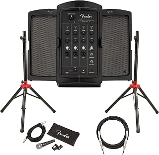 Fender Passport Conference S2 Portable PA System Bundle with Microphone, Compact Speaker Stands, XLR Cable, and Instrument Cable