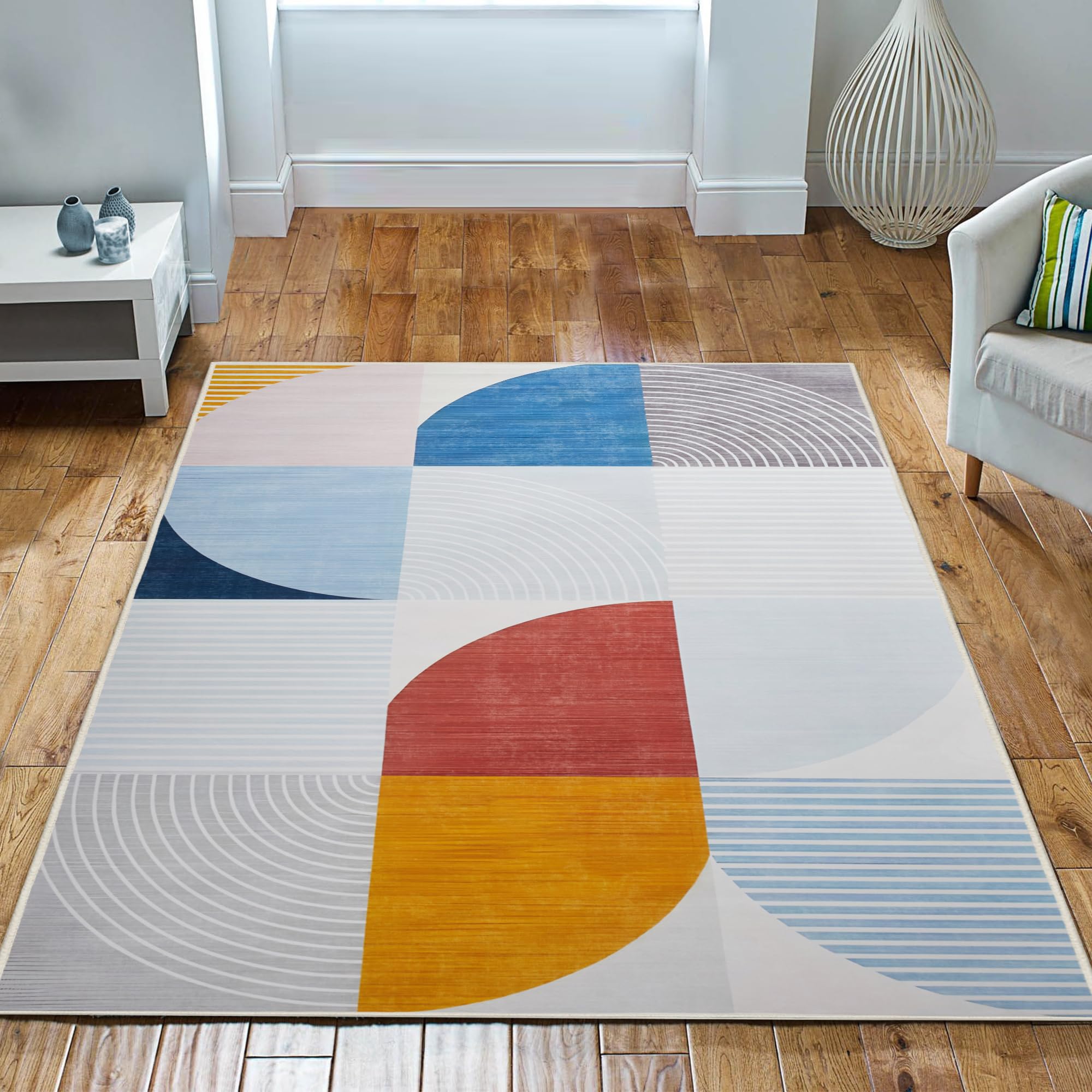 Imperial Rooms Rugs Living Room - Printed Rugs for Bedroom 60x110 Cm Super Soft Modern Pattern Kitchen Rug Geometric Design Non Shedding Abstract Carpet Easy Care (Kira) — image 1