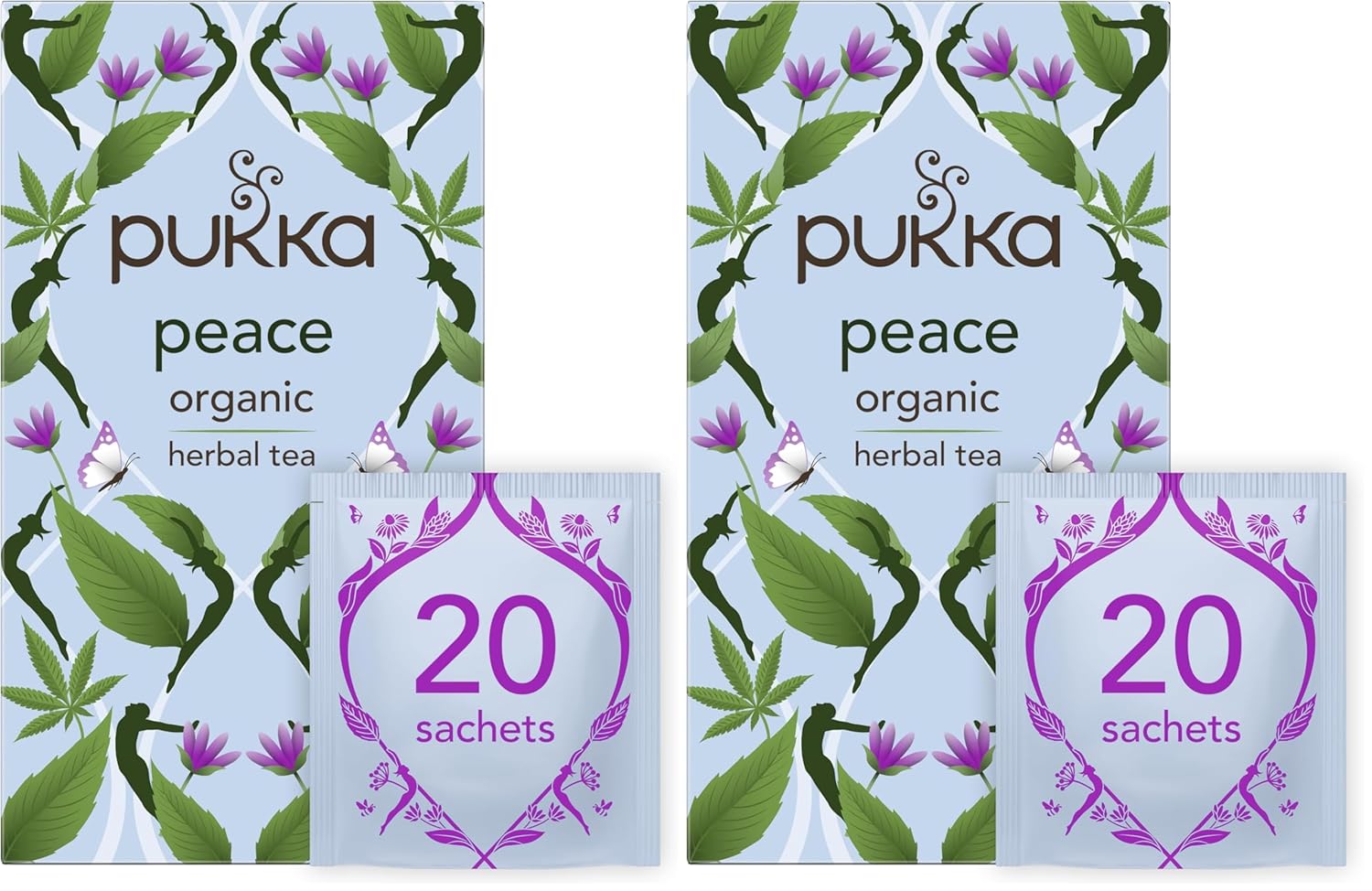 Pukka Peace Organic Tea Bags, Herbal Tea with Spearmint, Ashwagandha, and Hemp Seed Oil, Perfect for Balanced Tranquility, Caffeine Free, 80 Total Tea Bags (20ct - Pack of 4)