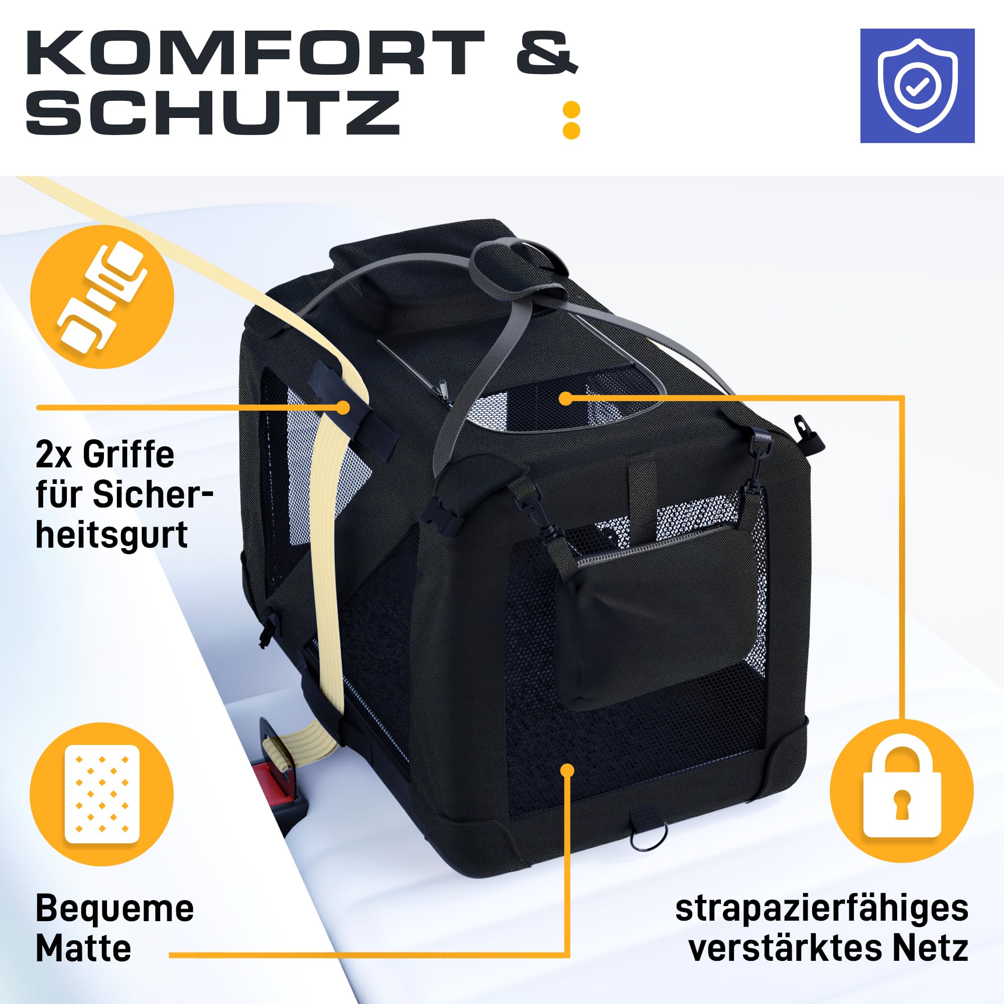 PetProved Hundebox Auto Faltbar Transportbox Hund Hundebox Auto Kleiner Hunde Hundetransportbox Auto Transportbox Hund Hunde Transportboxen Faltbare Hundebox Hundetransportbox Faltbar Hundeboxen