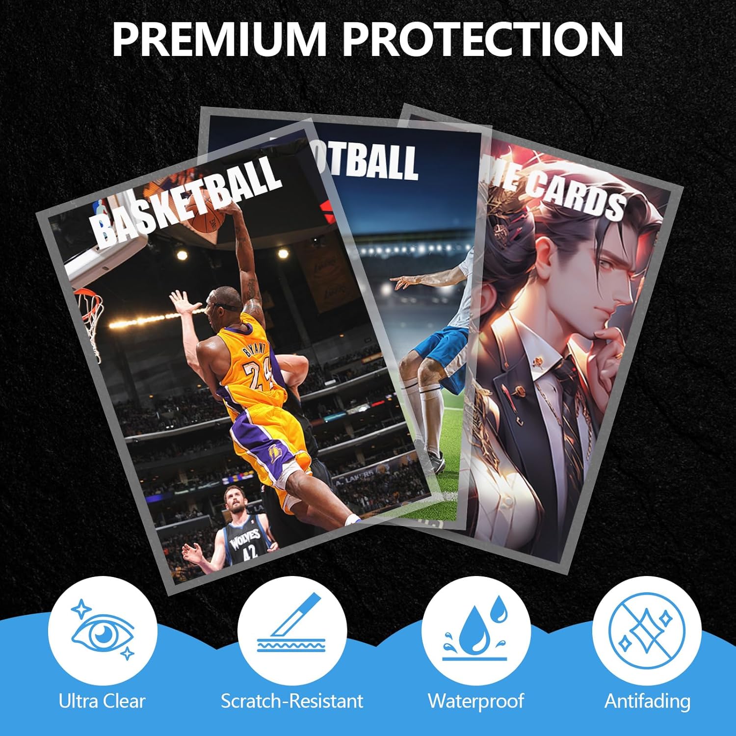 200ct Card Sleeves, Penny Sleeves for Trading Cards, Pokemon Clear Card Sleeves, Soft Sports Card Sleeve, Plastic Card Protector Sleeves for TCG, Pokemon, Football, Game, MTG Cards