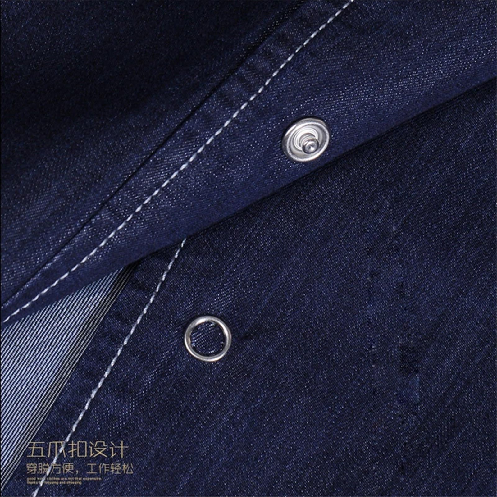 Uniforme Hotel Professionale Capo Cuoco Ristorante Cucina Giacca da Cuoco Servizio Alimentare Denim Blu Manica Corta Vestiti da Cuoco(XXL)