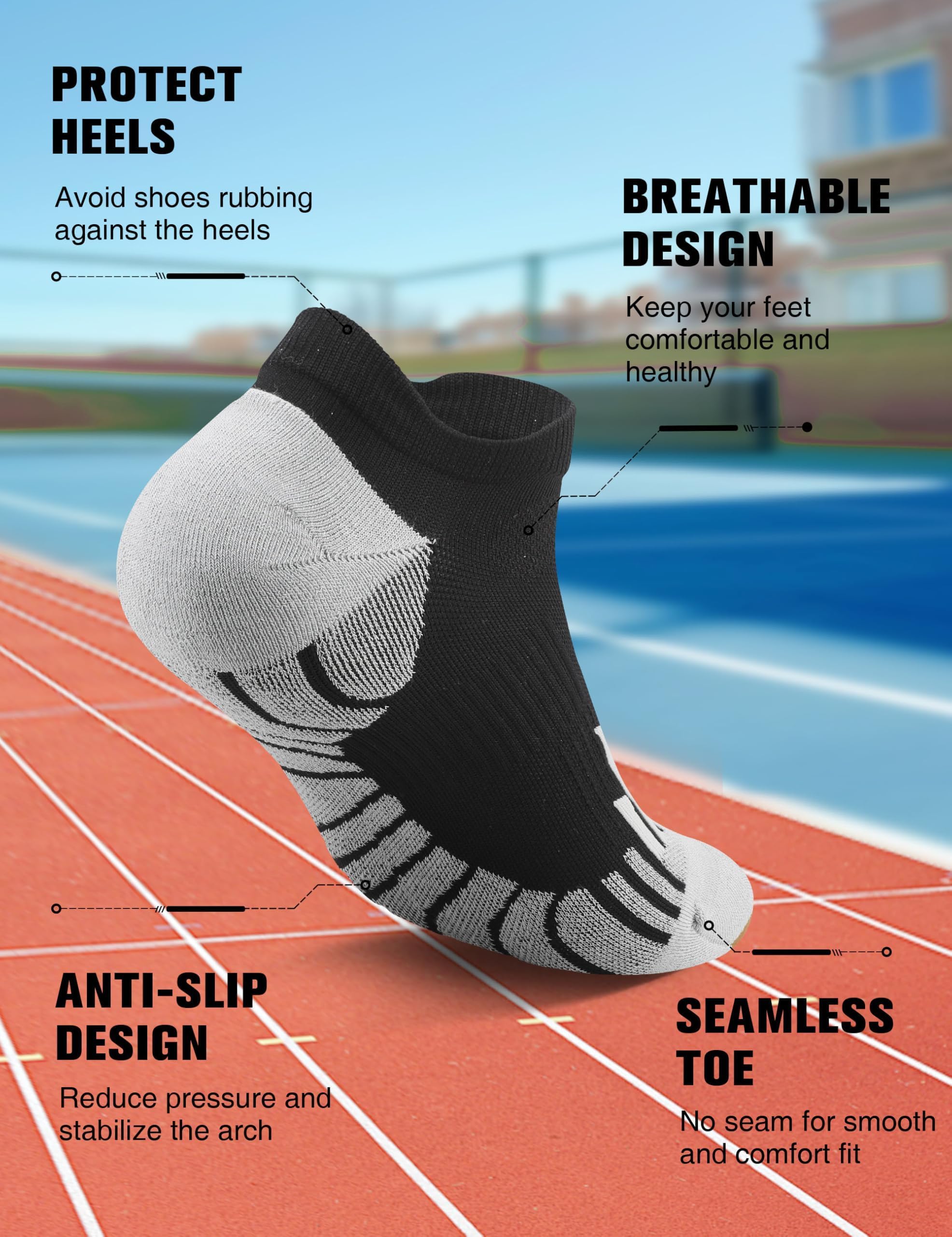 Kompressions Laufsocken für Herren Damen: Sport Kurze Socken Anti Blase Sportsocken for Läufer Wandern Fahrrad Trekking 3 Paar