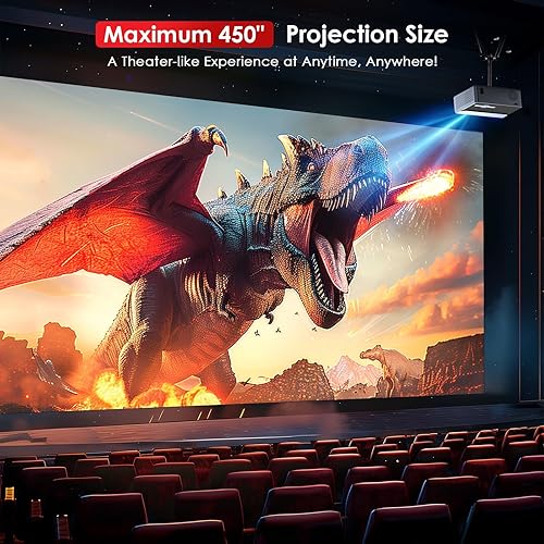 Miniatura 7 de Enfoque eléctrico Proyector con Wifi y Bluetooth, proyector Keystone automático de 22000L para exteriores compatible con 4K, proyector de película