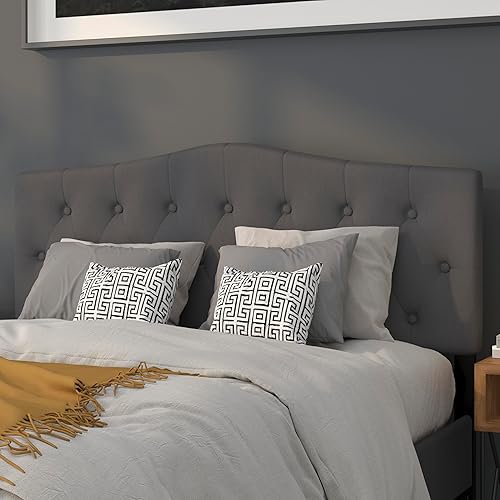Cambridge Tufted Upholstered Headboard for Queen Size Bed, Contemporary Fabric