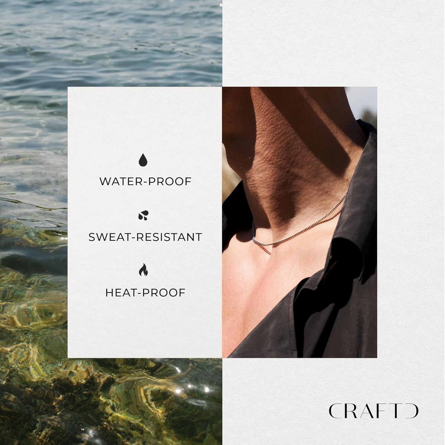 CRAFTD - Silver Cuban Link Chain - Durable Rhodium & 316L Stainless Steel - Waterproof, Heat & Sweat Resistant - Gifts for Men - Men's Jewelry - Image 3