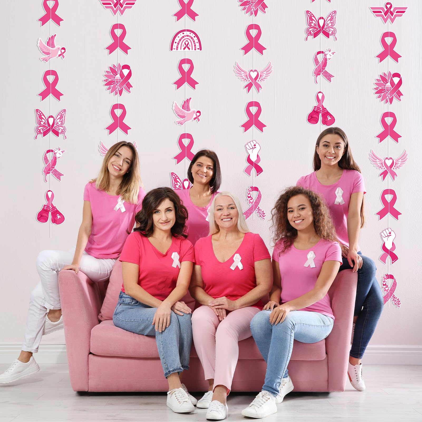 HOWAF 6pcs Breast Cancer Awareness Decorations Garlands - Image 4