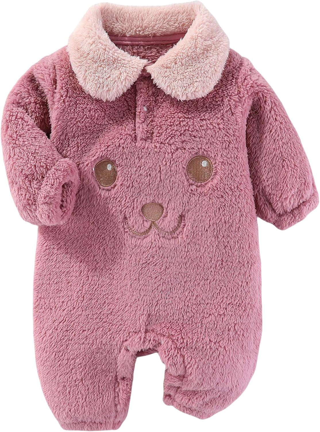 Happy Cherry Infant Toddler Baby Coveralls Soft Fleece Romper Jumpsuit Long Sleeve Collared Snowsuit Bunting Suit 3-18M