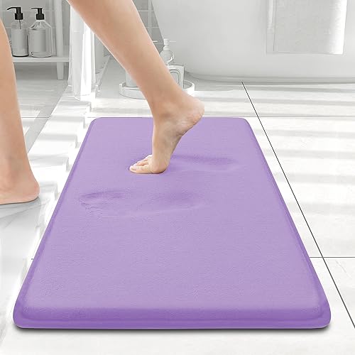 Miniatura 19 de Smiry Tapete de baño de espuma viscoelástica de 24 x 16 pulgadas, extra suave y absorbente, antideslizante, lavable para suelo, ducha y bañera,