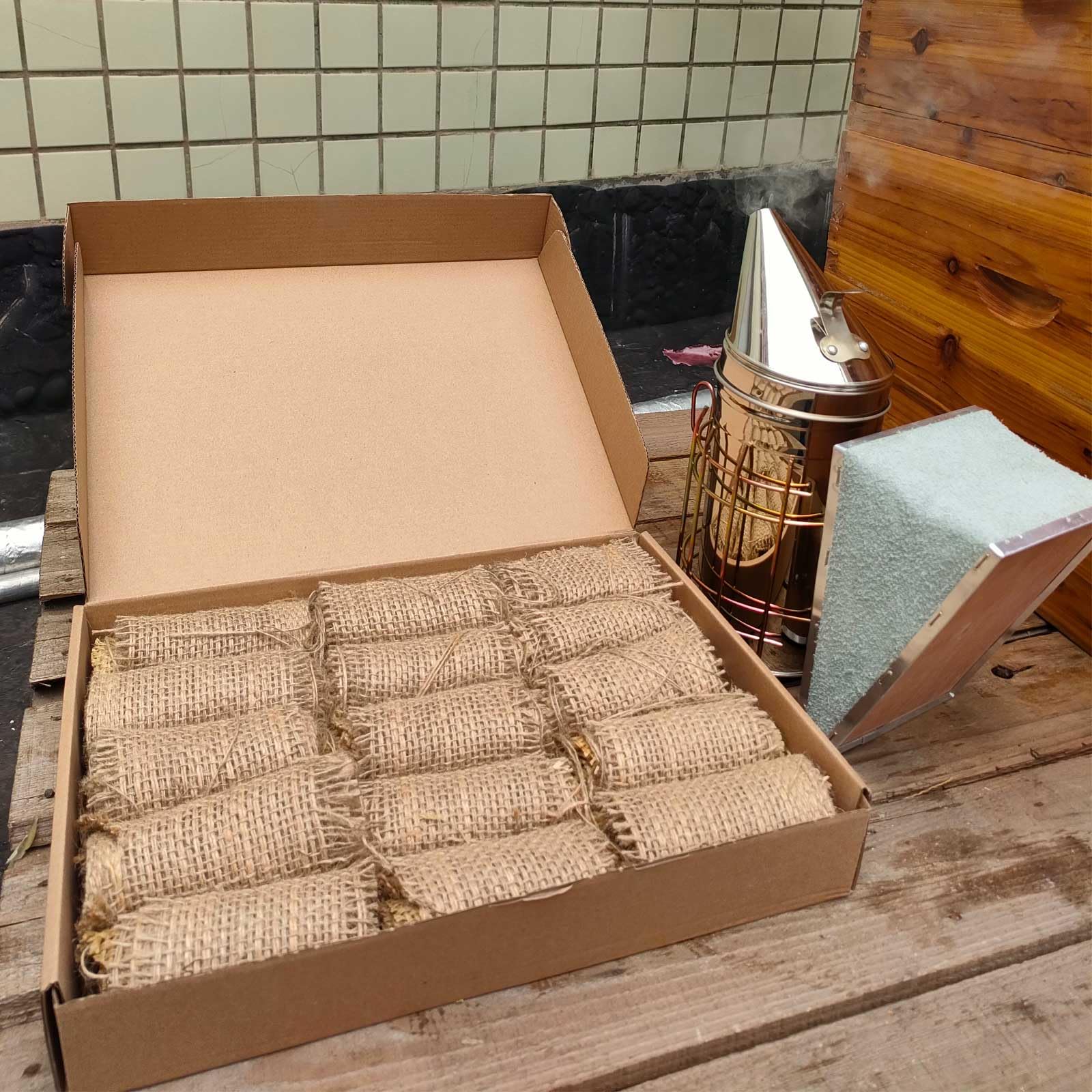 AukBeeFun Rollos de arpillera de yute, combustible ahumador de abejas de 2 libras para apicultura, fácil de encender, produce una combustión de humo limpia y fresca durante mucho tiempo