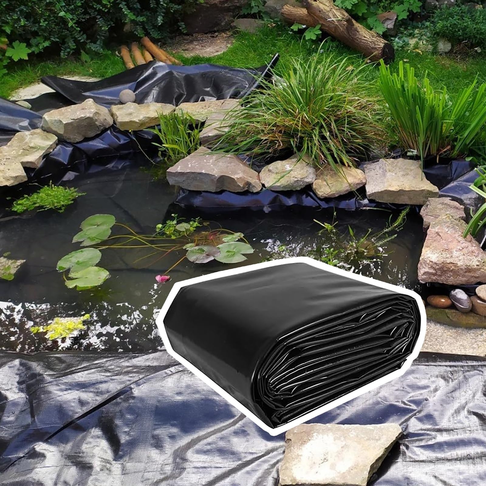 PreCut wkładka do stawu 0,12 mm HDPE odporna na promieniowanie UV odporna na warunki atmosferyczne odporna na rozdarcie czarna folia budowlana idealna do ogrodowych basenów krajobrazu stawów koi