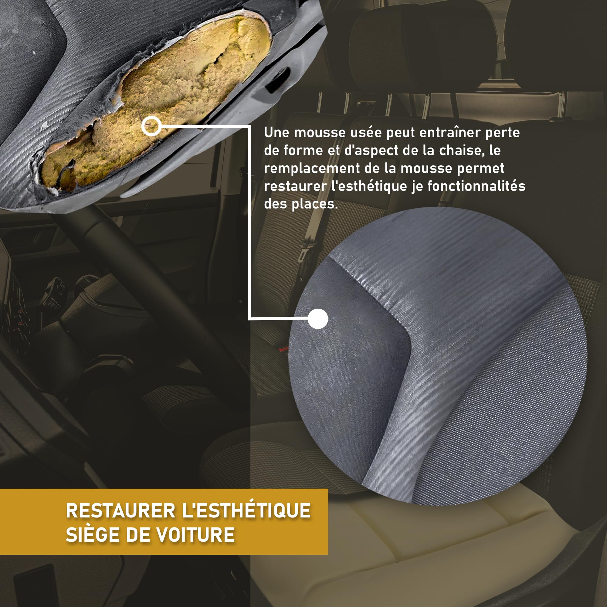 CHROMEMASTER - Compatible avec Renault Master 1998-2010 | Mousse pour Le Siège Auto, Mousse de Siège pour l'assise ; Remplacez Le Siège et Profitez de Votre Nouveau Siège Auto Confortable