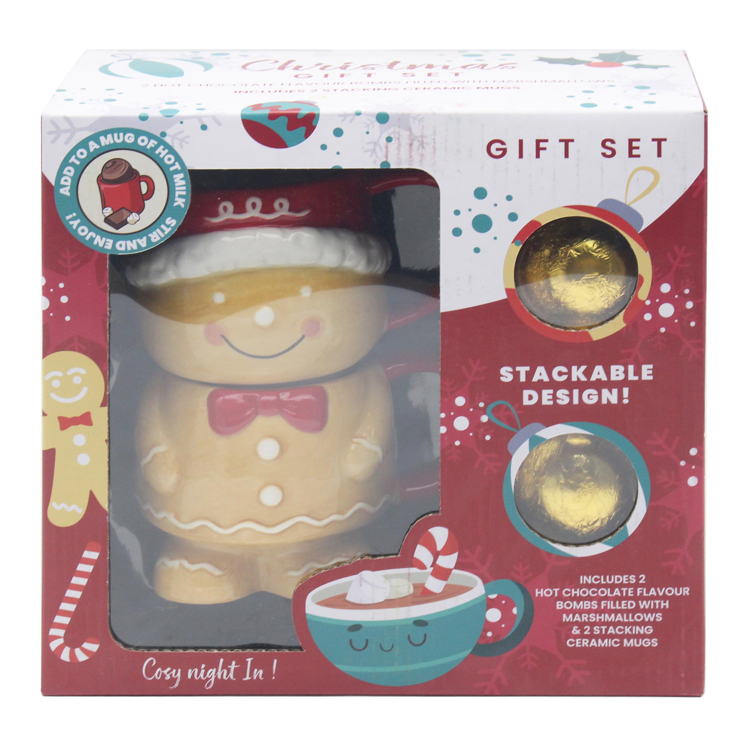2 tasses empilables pain d'épices et bombes au chocolat idée cadeau Noël