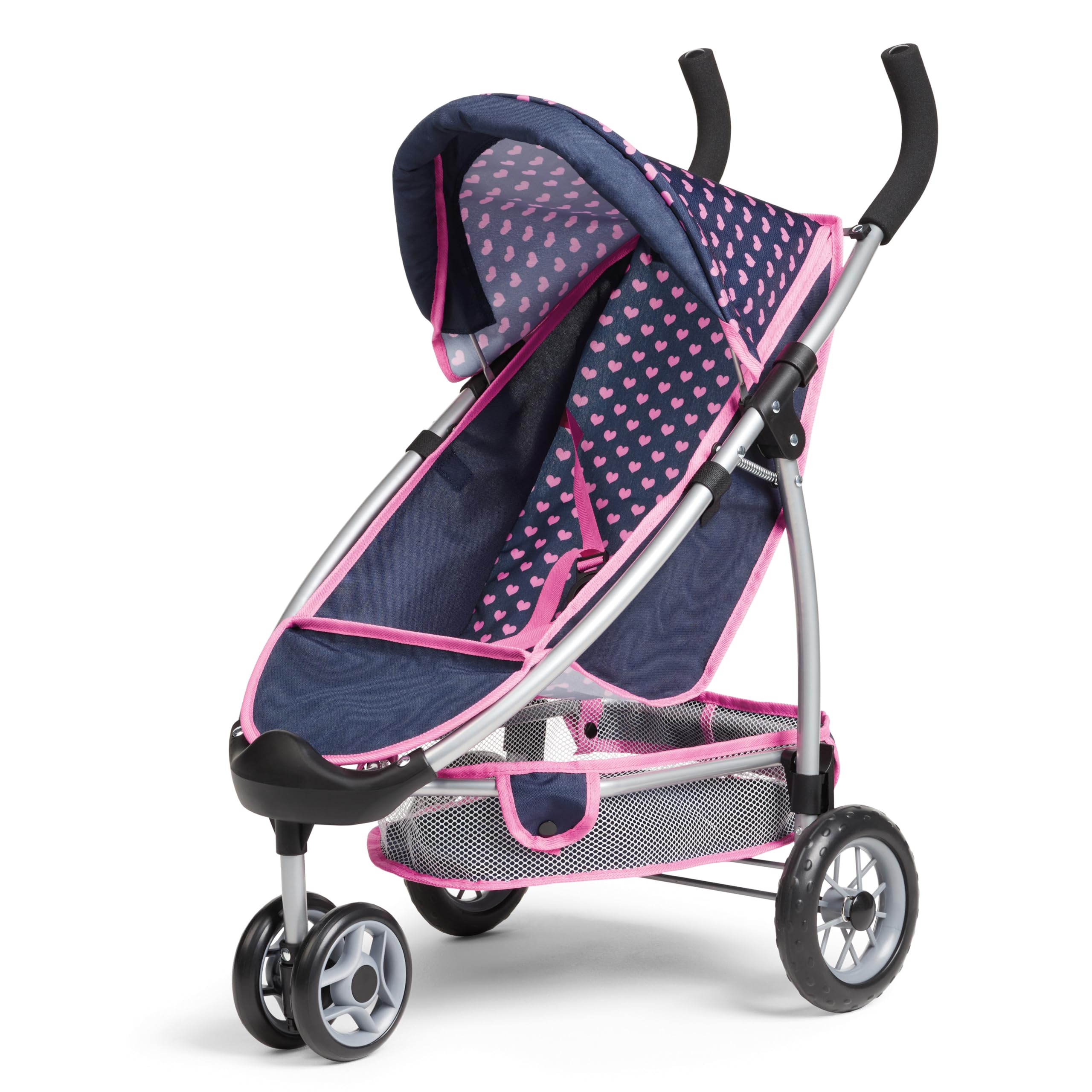 Bayer Desig 39952AC Doll's pram, double front wheel, soft handle, integrated basket, for dolls up to 46 cm