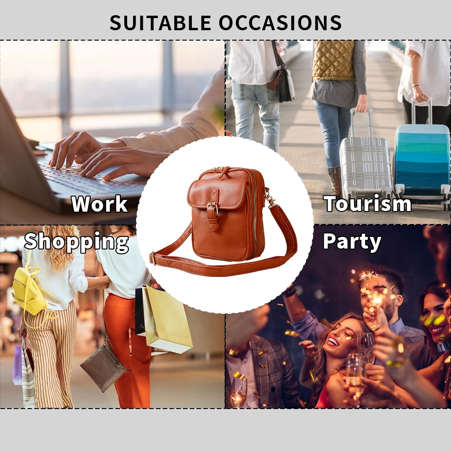 Leather Crossbody Bag for Women,Anti-Theft Messenger Bag with Large Capacity,Built-in Purse Card Slots Shoulder Sling Bag - Image 7