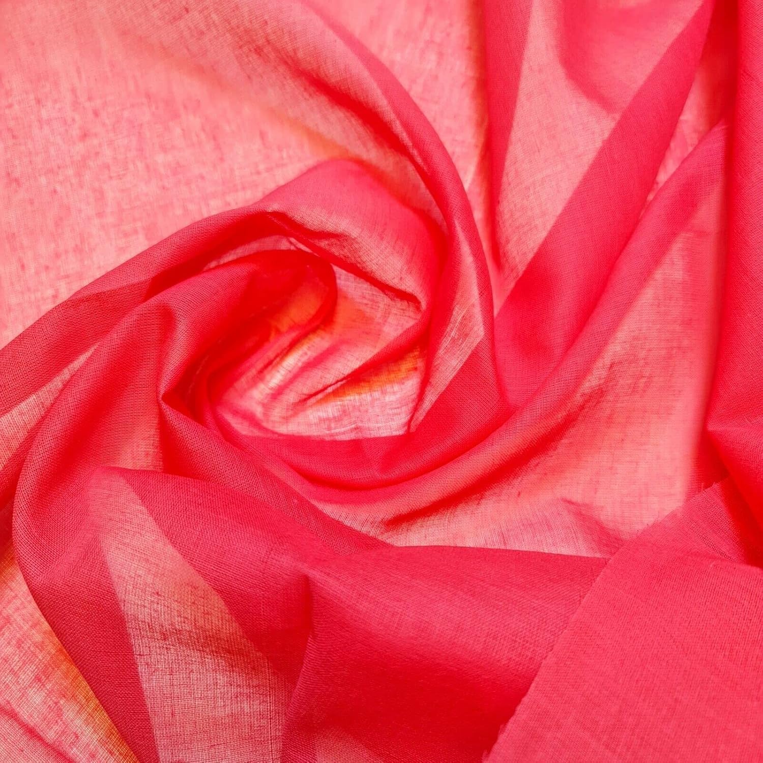 Plain/Solid Dyed 100% Cotton Muslin Fabric (Mulmul/Voile/Cheesecloth) | Soft & Lightweight Dress & Craft Material | 45" (112cm) Wide | Sold Per Meter (Pre-Cut Lengths) (Coral Pink, 5 Meter)