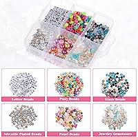 Vista 6 de cridoz Kit de suministros para hacer joyas: herramientas, alicates, alambre de cuentas, cuentas y abalorios, para hacer collares, aretes y pulseras