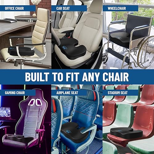 Miniatura 64 de Everlasting - Cojín para silla de oficina - Cojín para aliviar el dolor de coxis y nervio ciático 08. Azul