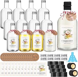 Baderke 12 Set Christmas Plastic Coquito Bottles 16 oz Christmas Wine Bottles with Caps and Tags Xmas Homemade Coquito for Home Brewing Xmas Party Favors (Black)