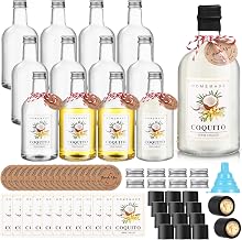 Baderke 12 Set Christmas Plastic Coquito Bottles 16 oz Christmas Wine Bottles with Caps and Tags Xmas Homemade Coquito for Home Brewing Xmas Party Favors (Black)