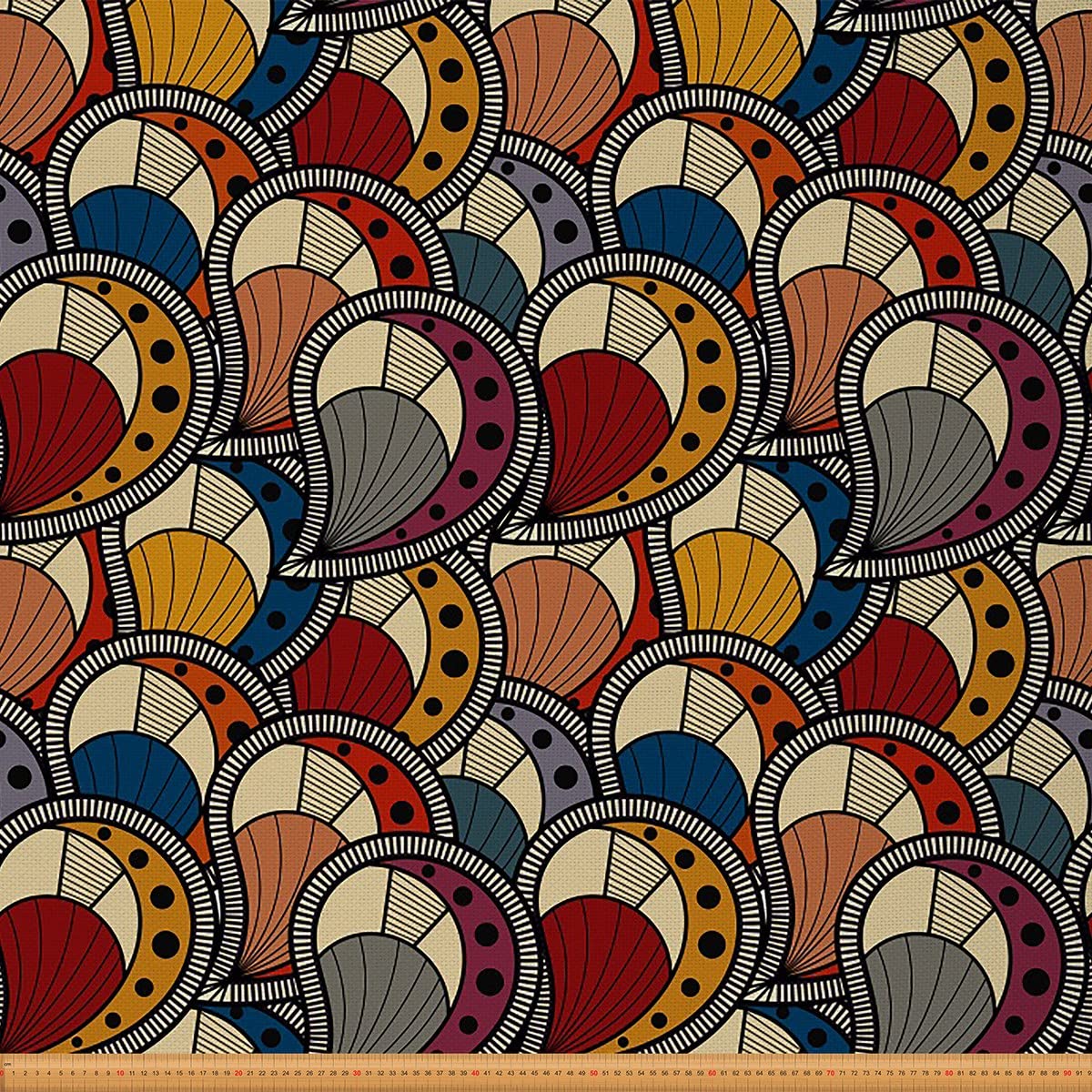 Loussiesd African Fabric by The Yard,Exotic Paisley Geometric Upholstery Fabric for Chairs Sofa,Tribal Ethnic Design Outdoor Fabric Waterproof,Fabric,1 Yard,(L92*W150cm) Burgundy Mustard